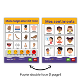 Ensemble de tableaux de communication laminés « Mes sentiments » et « Mon corps me fait mal »