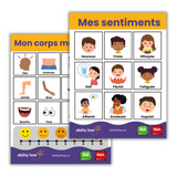 Ensemble de tableaux de communication laminés « Mes sentiments » et « Mon corps me fait mal »