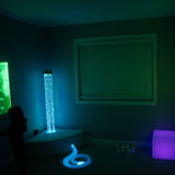Sesnory room with bubble tube, sensory glow cube, bubble waterfall wall feature