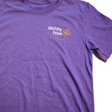 Ability Hive t-shirt purple - front closeup