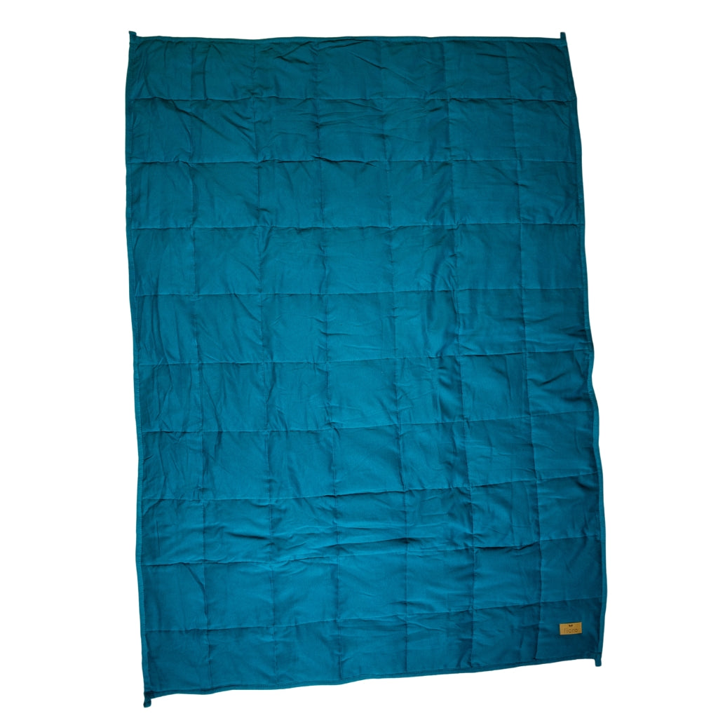weighted blanket steel blue spread out